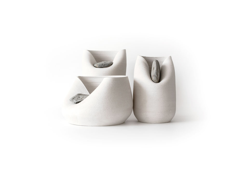 Clay Vases with stones together