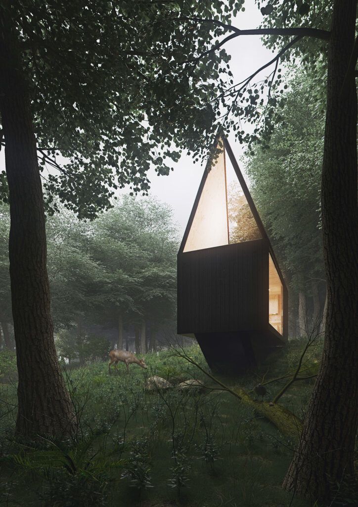 Black Diamond cabin concept angular roof
