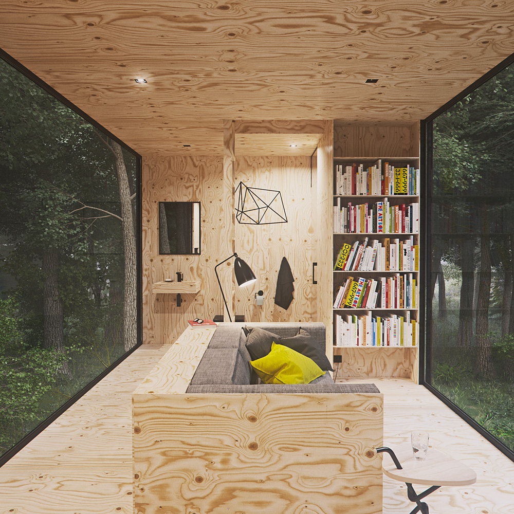 Black Diamond cabin concept plywood interior