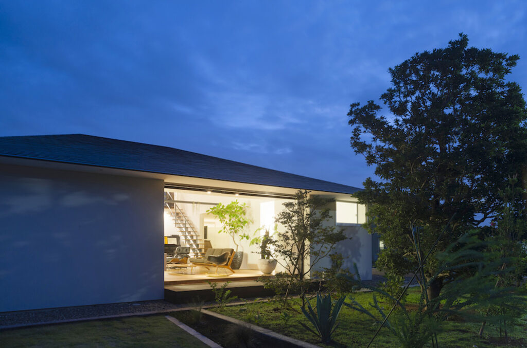 Modern home with hipped roof Japan rear