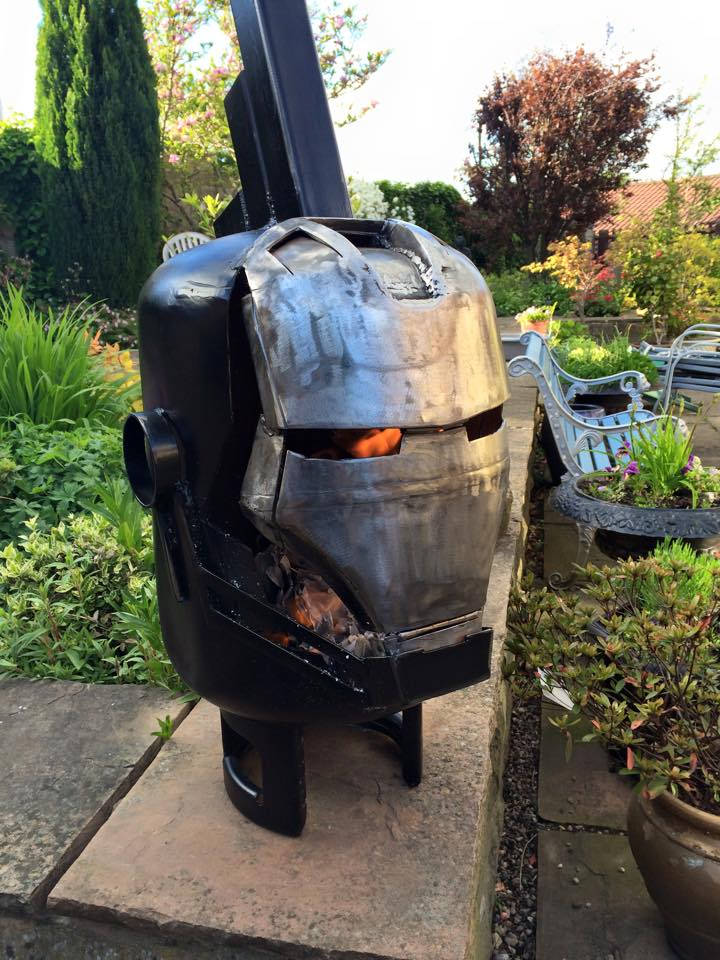 Terminator inspired outdoor fireplace