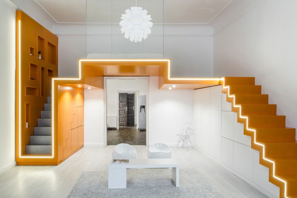 Budapest apartment orange staircase