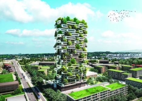 The Tower of the Cedars in Lausanne will be covered in 100 cedar trees, 24,000 plants in all