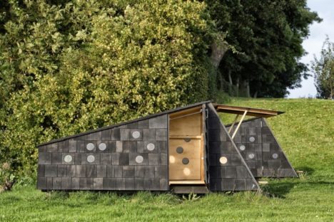 Blue Landmarks: Angular, wooden shelters in Denmark