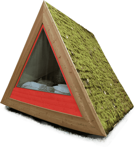 The Lushna Villa Air cabin with a green roof