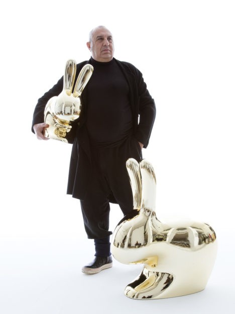 Stefano Giovannoni with his 'Rabbit' chairs