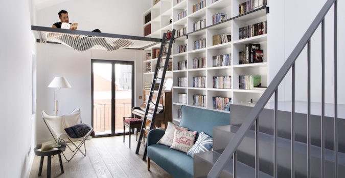 DIY Hammock in a Home Library