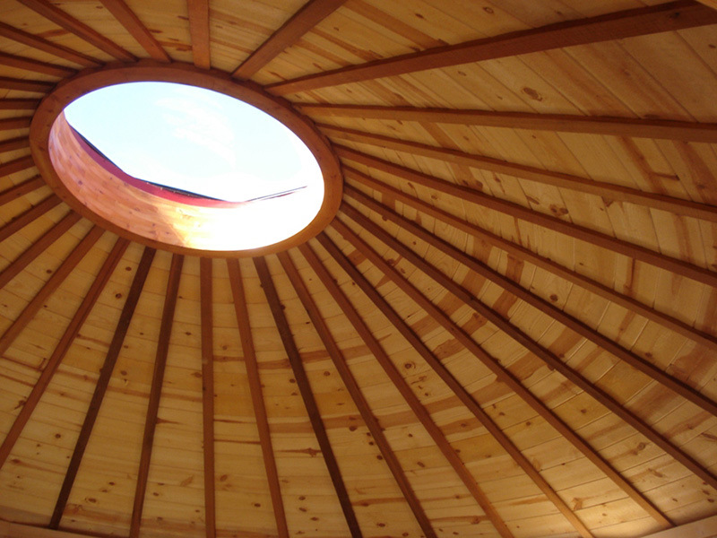 Smiling Woods Yurts skylight detail