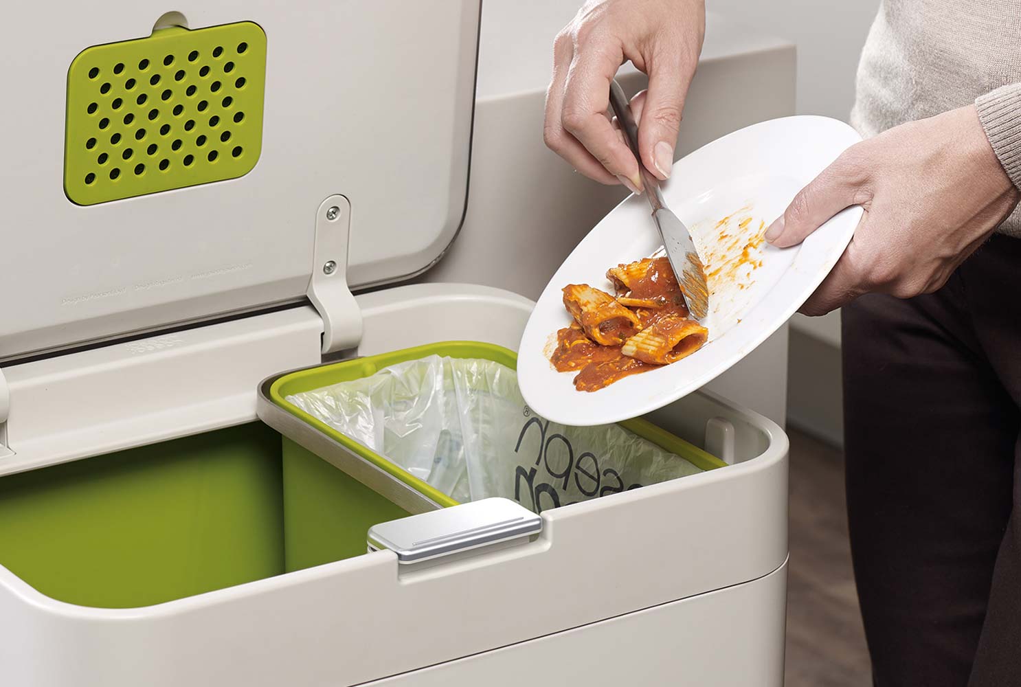 garden trading metal compost bin in chalk for food waste