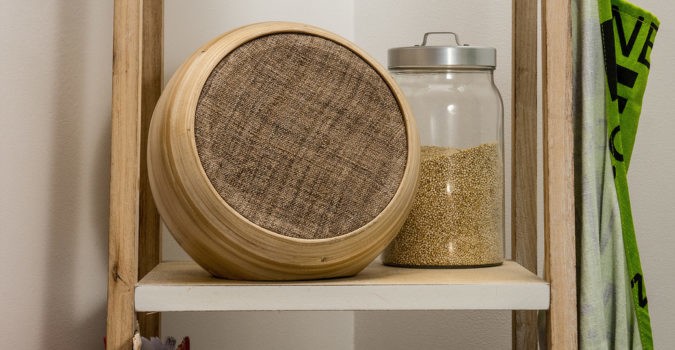 hazang bamboo speaker on shelf