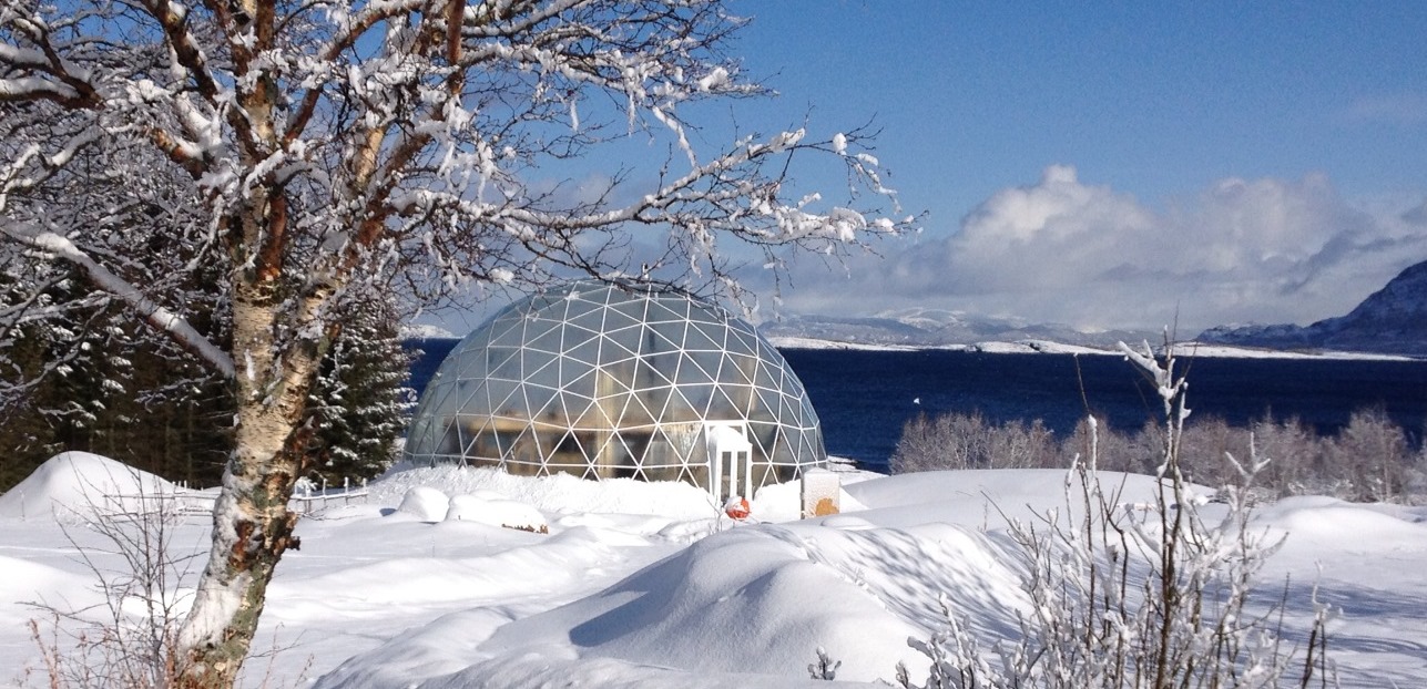 Personalized crystal dome in the snow