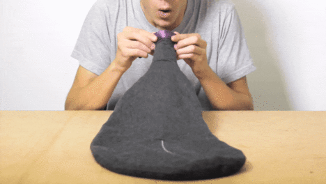 inflating aubergine pillow
