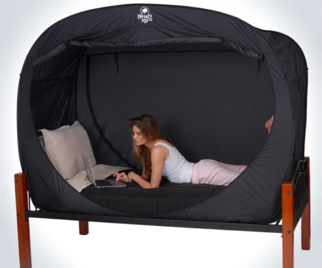 bed tent laptop