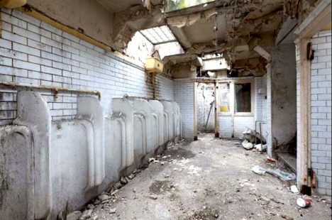 old abandoned public bathroom