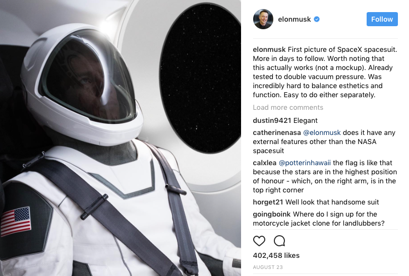 SpaceX Space Suit - Instagram