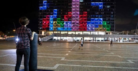 Tetris on Tel Aviv City Hall