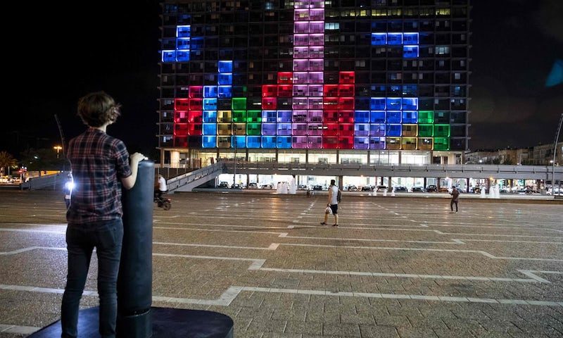 Tetris on Tel Aviv City Hall