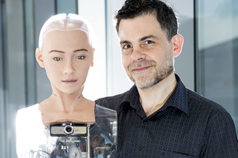 Sophia and David Hanson humanoid robot