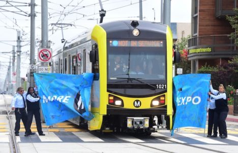 First Expo Line Train to Santa Monica