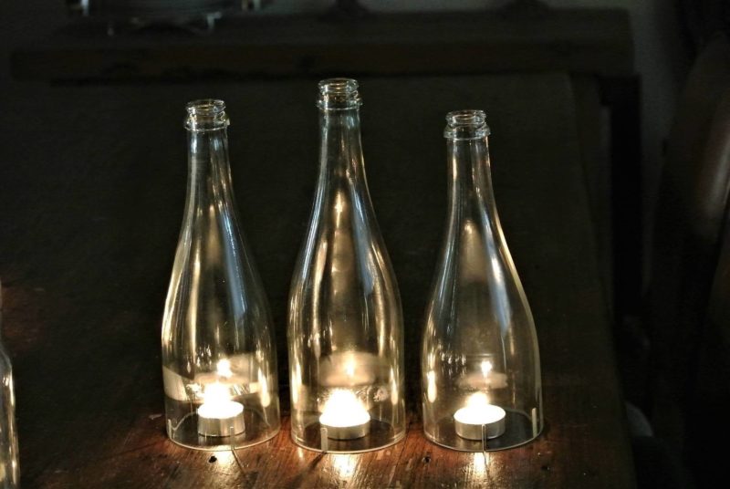 Wine Bottles as Candles