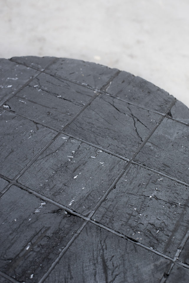 A tabletop made from coal as part of Jesper Eriksson's "Coal:Post-Fuel" project.