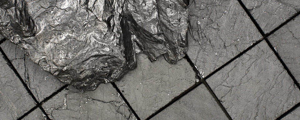 Floor tile made from coal as part of Jesper Eriksson's "Coal:Post-Fuel" project.