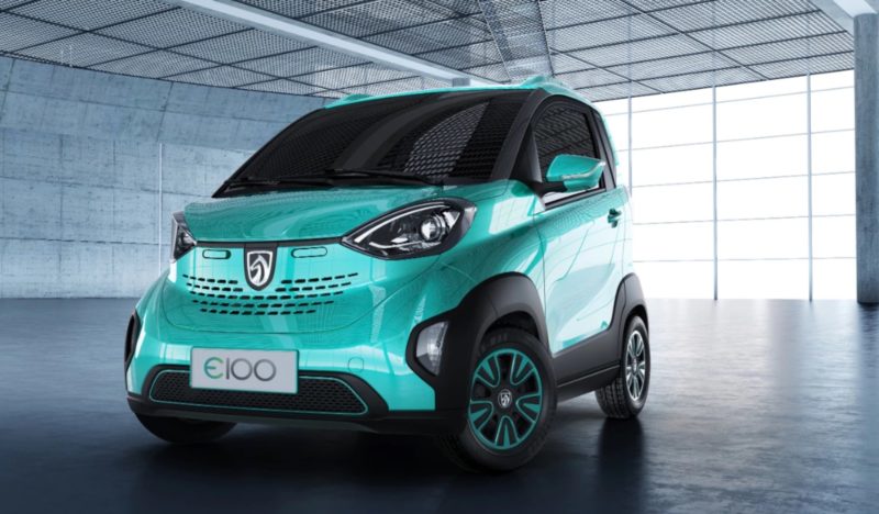 The Baojun E100, a Chinese-made low speed electric vehicle.