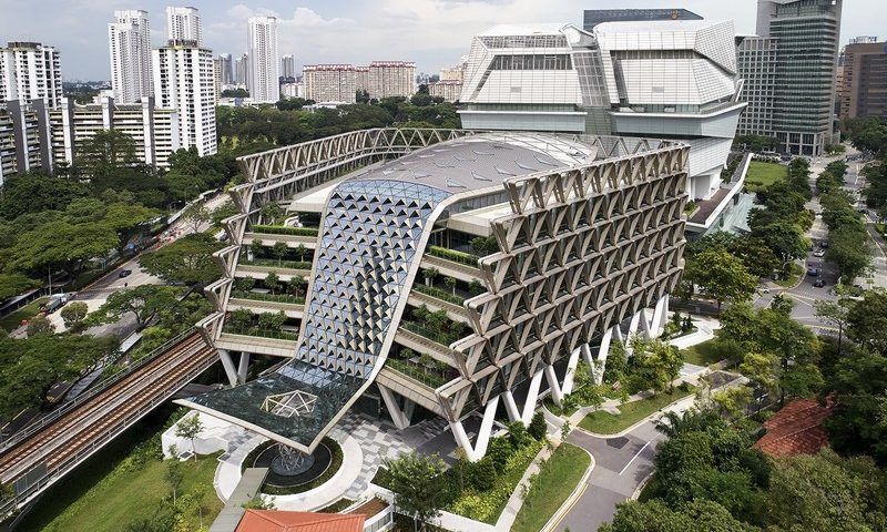 Zoomed-out shot of the exterior of the new GSK Asia House.