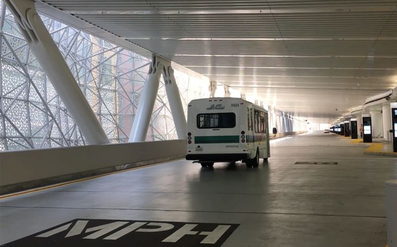 The bus level inside the new Salesforce Transit Center.