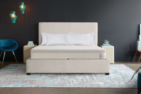 The Sleep Number 360 p5 bed in a modern living room. 