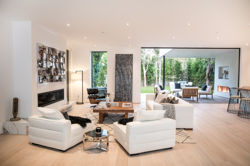 The living room inside "San Vicente," a newly-on-the-market luxury home in Santa Monica.