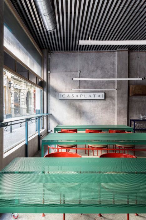 A dining area inside the new Casplata Restaurant in Seville. Designed by Lucas y Hernández-Gil.