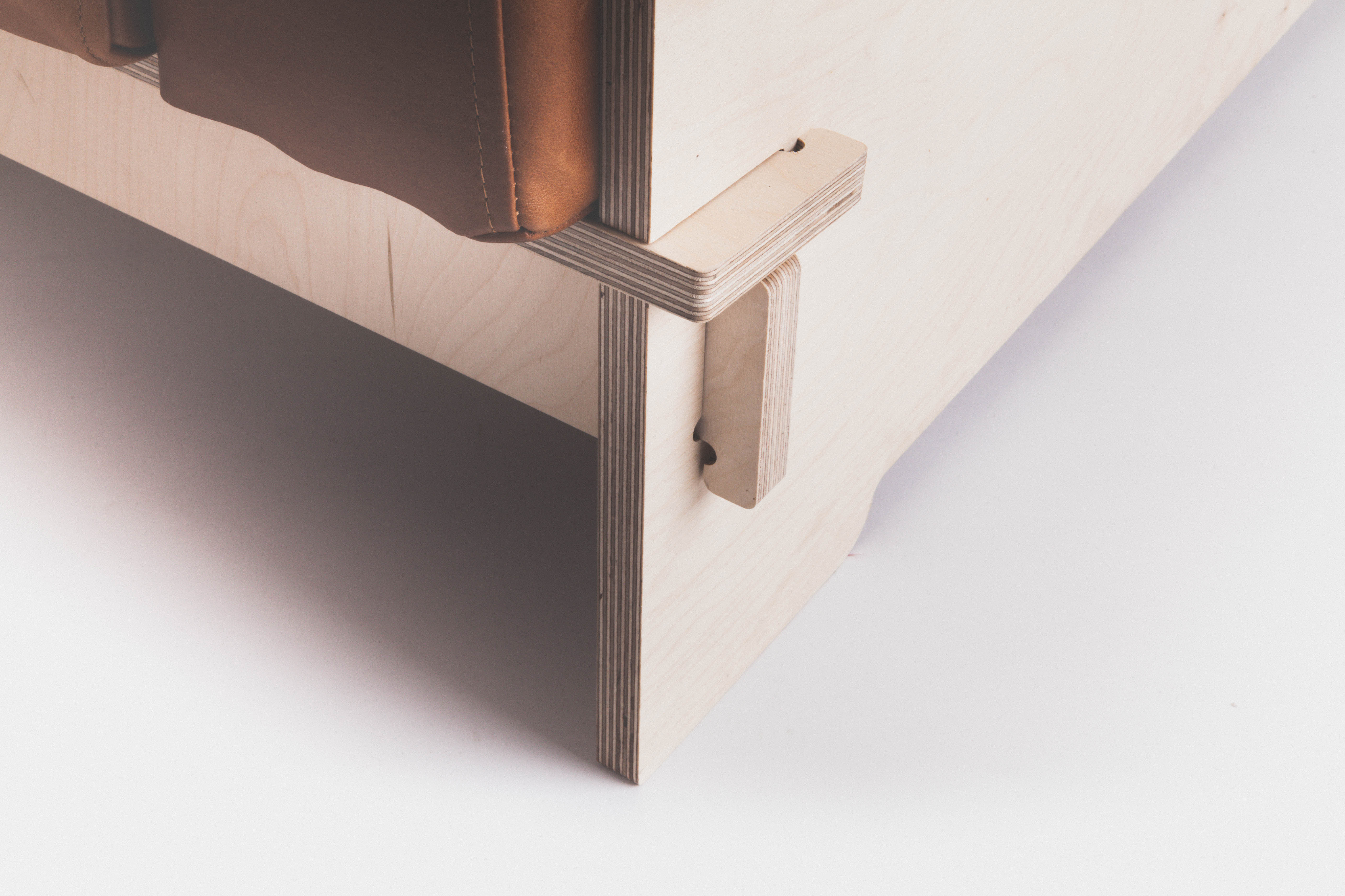 Close-up of one of the joints on Henning Stummel's new flat-pack sofa. 