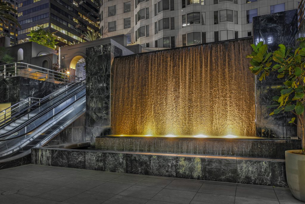 A golden fountain outside the newly-renovated CityGroup Center.