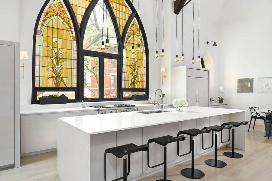 The kitchen area inside Linc Thelen's renovated Chicago Church.