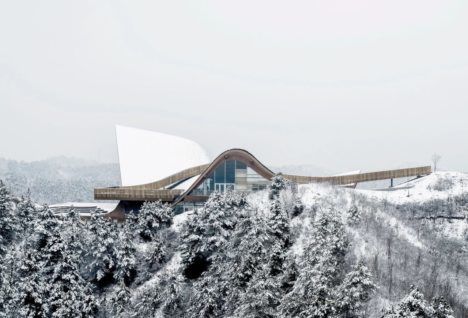 The exterior of the new Hilltop Gallery in China's Yanshan Mountains. Designed by dEEP Architects.