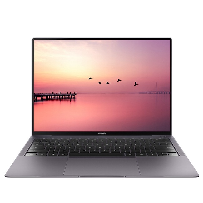 The Huawei MateBook X Pro in front of a white background.