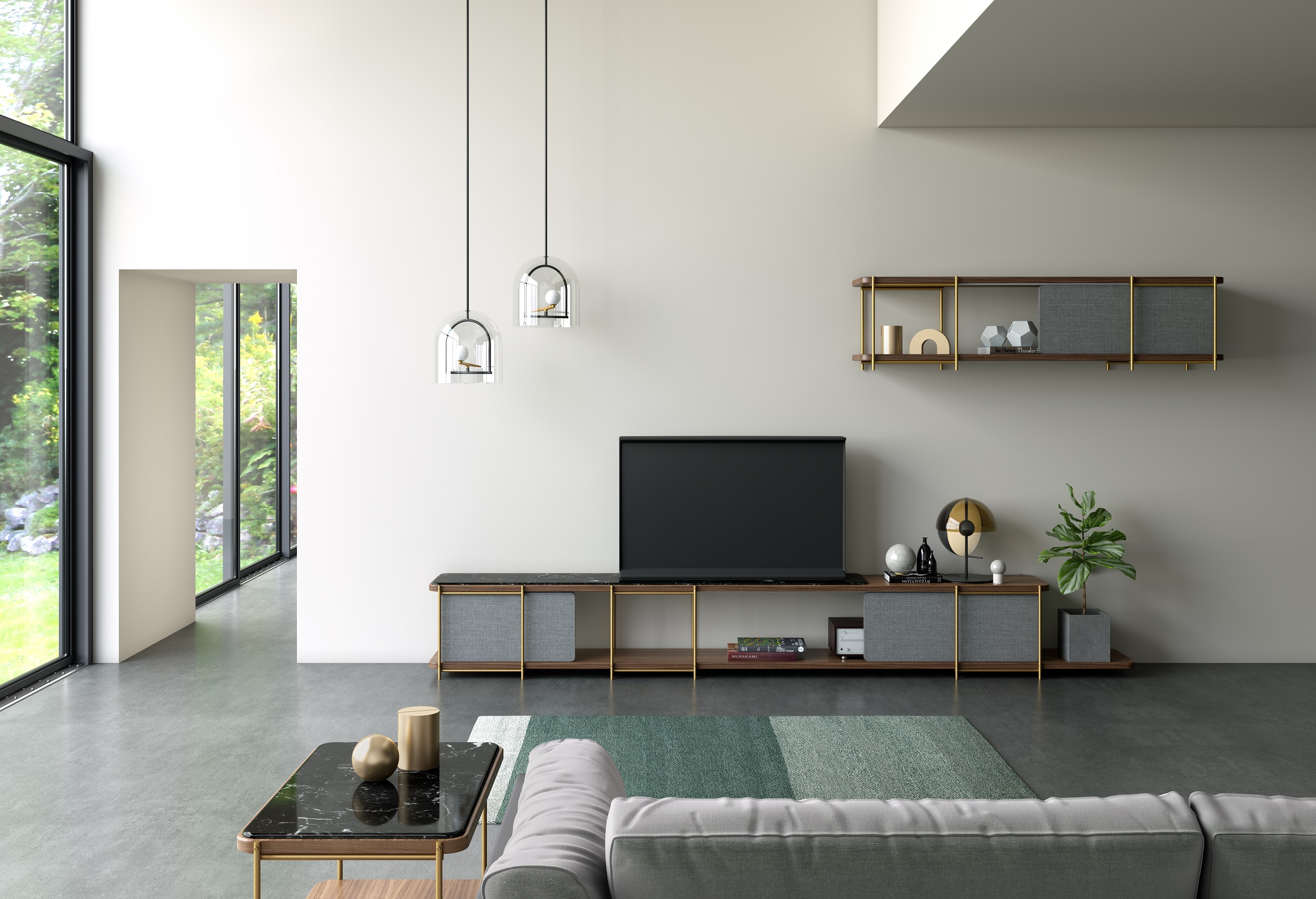 "Julia," the new modular furniture system from Momocca, being used as an entertainment center. 