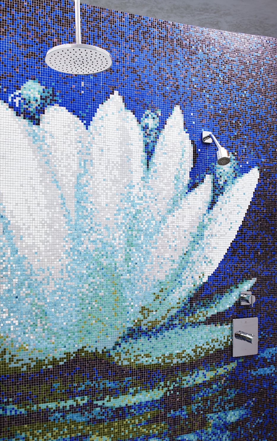The water lily mosaic in Wilson Kelsey Design's new Monet-inspired bathroom.