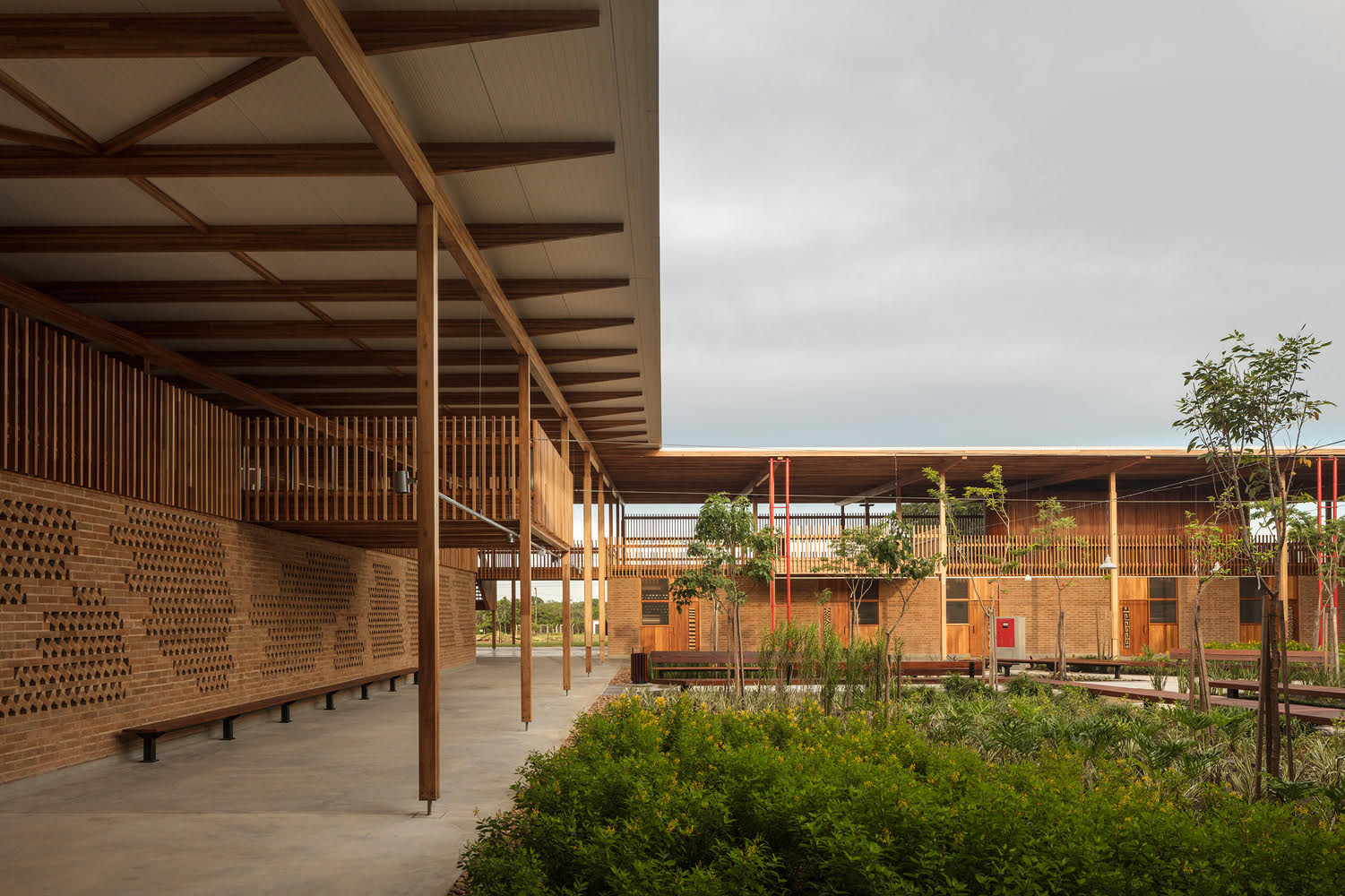 One of the vibrant courtyards inside the new Children's Village school in rural Brazil. 