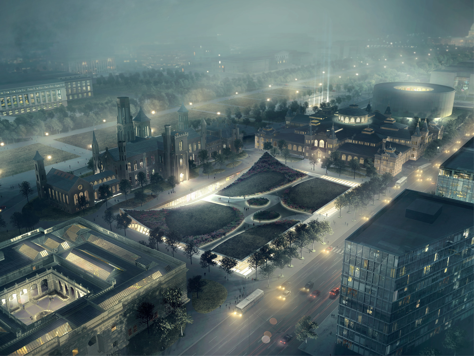 Rendering's of BIG's upcoming redesign of the Smithsonian Institution. 