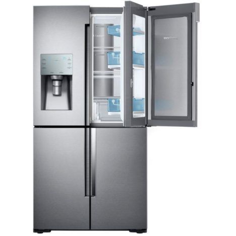Samsung's New Wi-Fi Enabled Smart Refrigerator with one door open.