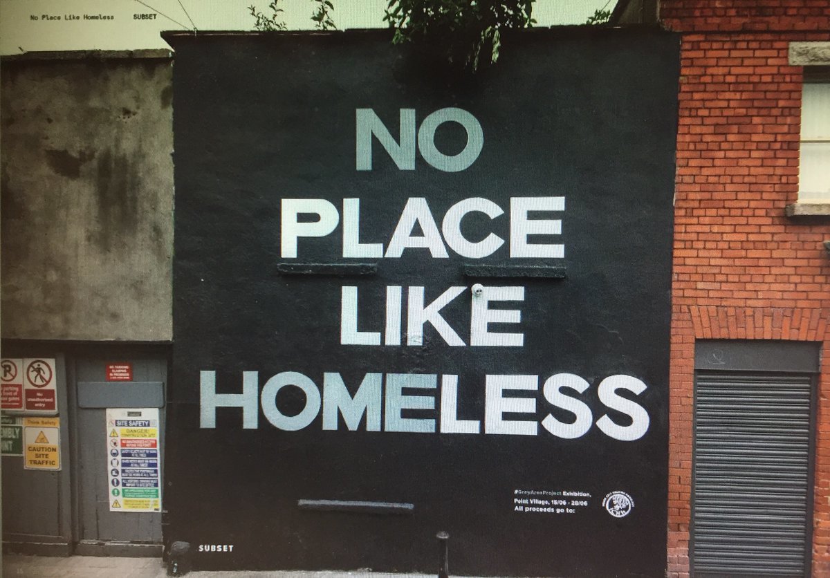 "No Place Like Homeless," a mural in Dublin's city center by street art collective Subset.
