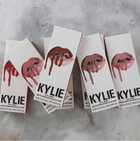The packaging for Kylie Jenner's "Kylie" Cosmetics line, the logo on which bears a striking resemblance to Vlada Haggerty's lip "drip."