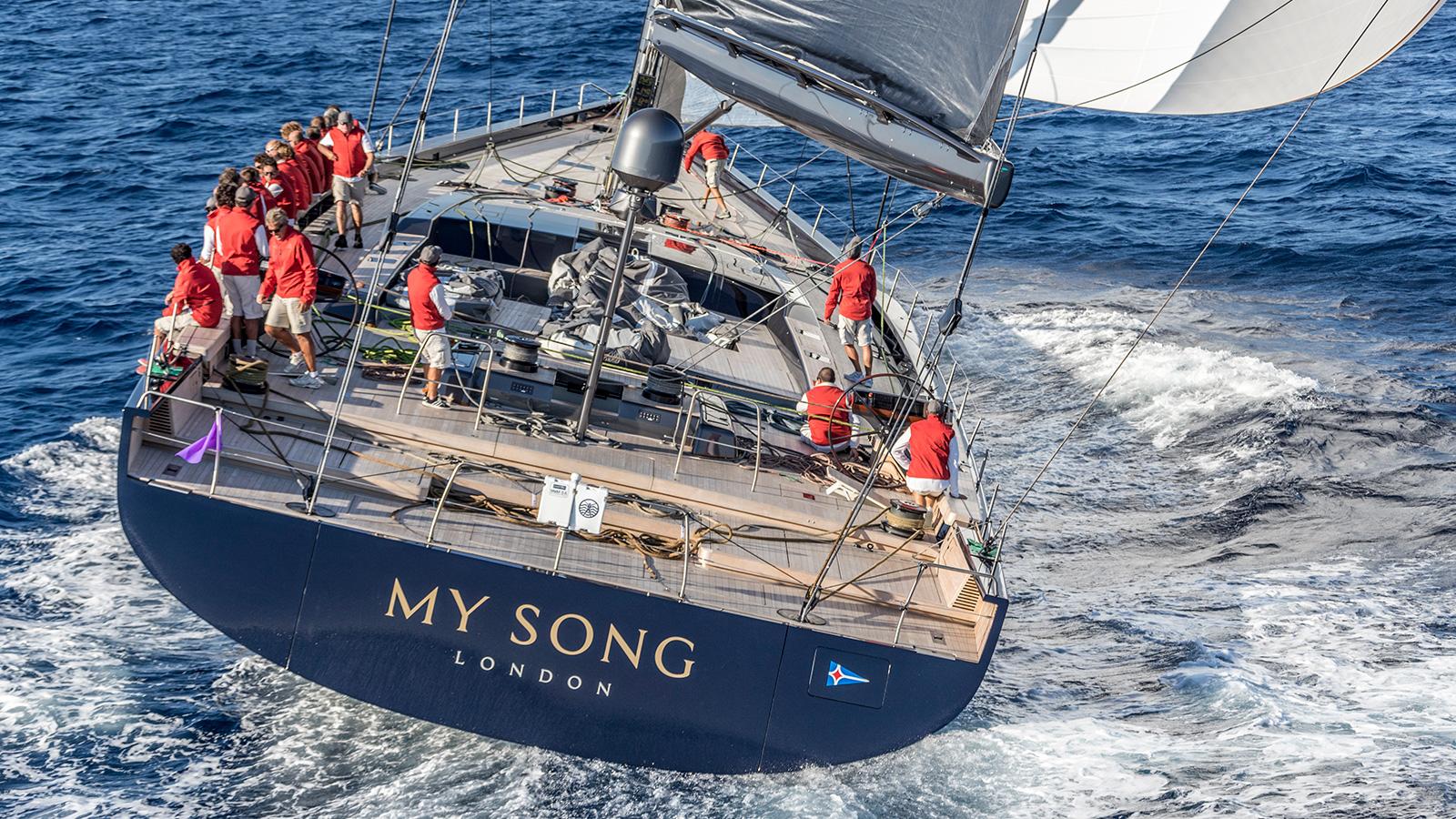 Faraway shot of the My Song luxury yacht.