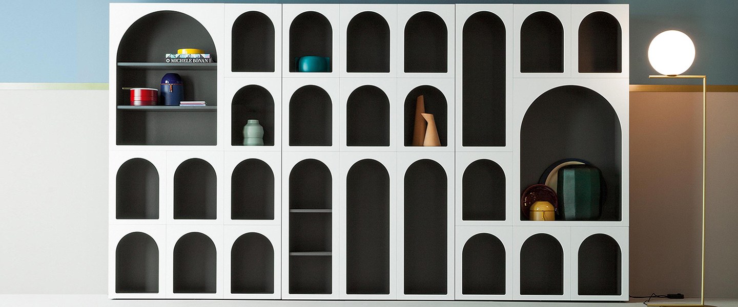 A large-scale version of Fabrice Berrux' new Cabinet de Curiosité set up in a living room. 