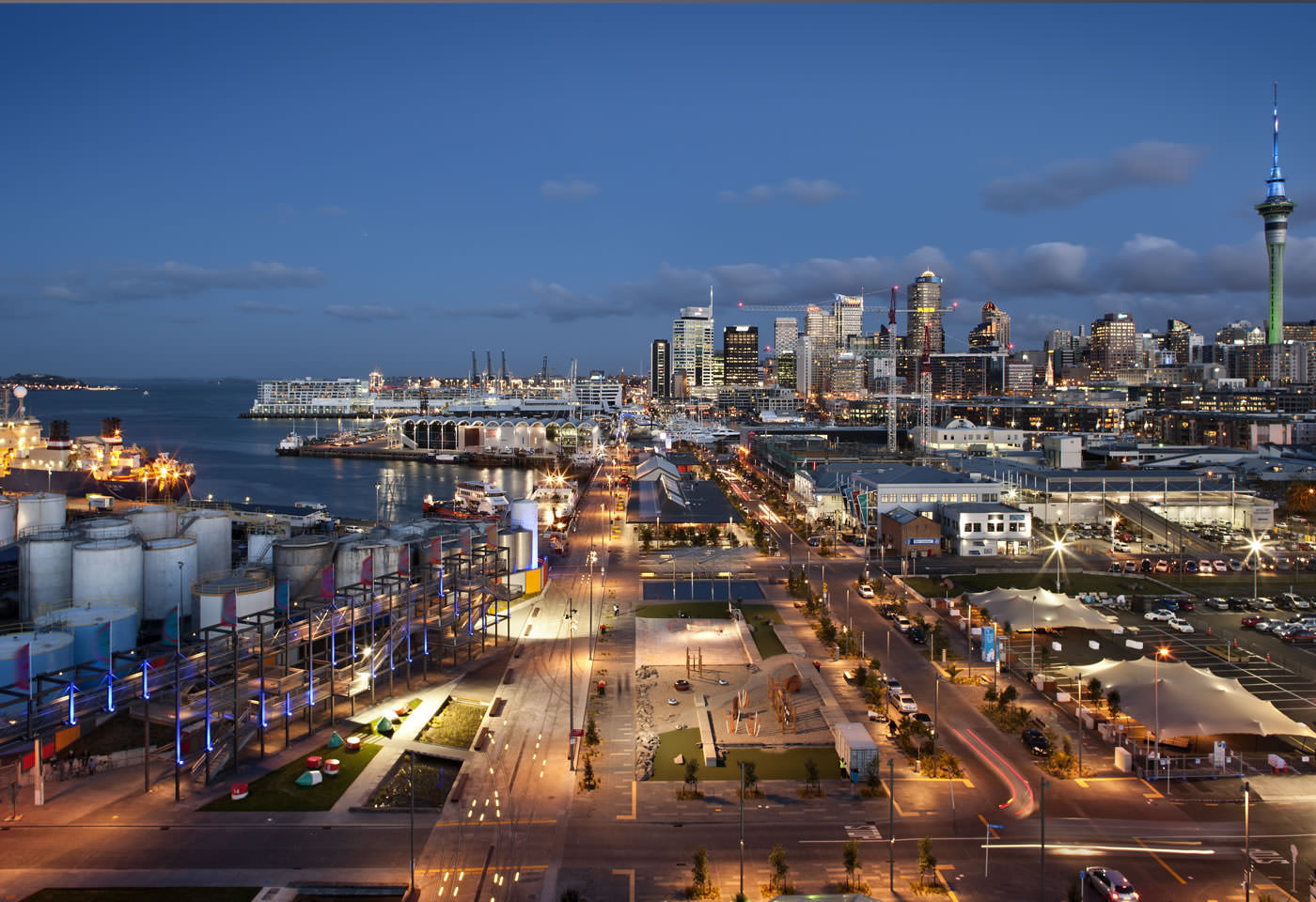 Pictures of the renovated Auckland Waterfront area.