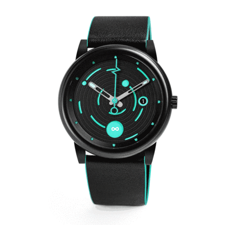 One of the black glow-in-the-dark watches featured in Divided by Zero's new Gamma Series.