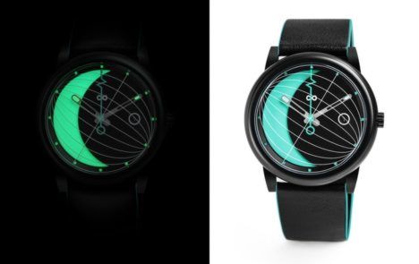 One of the black glow-in-the-dark watches featured in Divided by Zero's new Gamma Series.