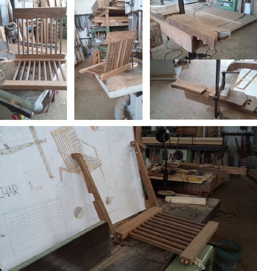 Shots depicting the construction process behind the Teresa chair.
